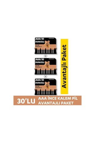 Duracell LR03/MN2400 AAA Blister İnce Kalem Pil 3 x 10'lu