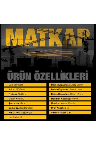 Prohummer PH002 580 W Darbesiz Vidalama Matkap Mavi