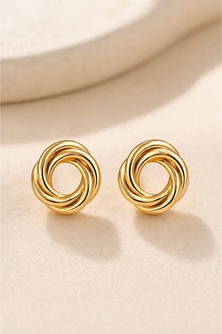 Spiral Düğüm Küpe Altın Gümüş Renk Minimal Şık Günlük Kullanım 1.