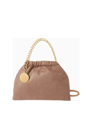 Stella Mccartney Mini Falabella Bej Renkli, Shaggy Deer Vegan Deri, Çekme Ipli Omuz Çantası