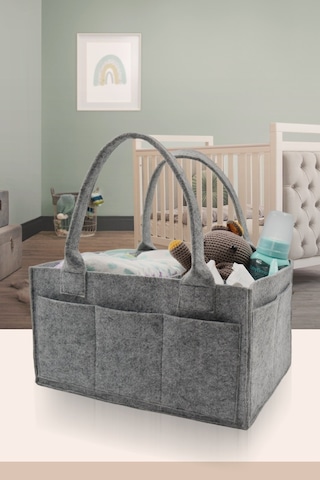 Jasper Sade Keçe Anne Bebek Bakım Organizer Çantası Gri