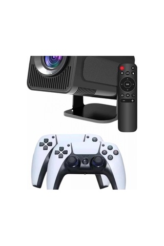 Çift Kollu Game Box Projeksiyon Cihazı Kumandalı Android Tv Ve Dahili Hoparlör