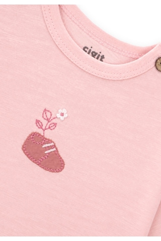 Cigit Nakışlı Mevsimlik Bebe Takımı 0-3 Yaş Pudra Pembe