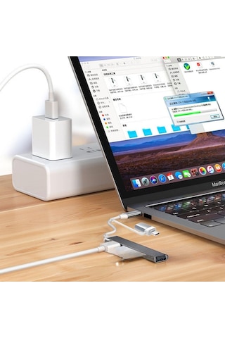 4 Port&apos Lu Bağlantı İstasyonu Ultra İnce Usb Bölücü Type-c Tipi Çoklu Arayüz Adaptörü Multi Usb Çoklayı