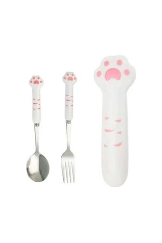 Fortunelane Stainless Steel Çelik Konforlu Kaşık-çatal Seti, Taşınabilir Kılıf İle, Isıya Dayanıklı, Yetişkin Ve Çocuklar İçin, Pembe