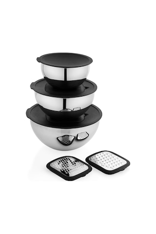 Schafer Lucas Çelik Karıştırma Kabı 16/20/24 Cm 10 Parça-siyah Inox