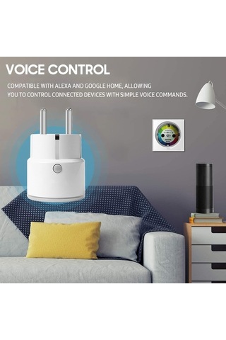 Ulzyvf Akıllı Wi-fi Fişi, Uzaktan Kumanda, Ses Kontrol, Zamanlayıcı, 10a 2000w Beyaz Duvara Monte Priz