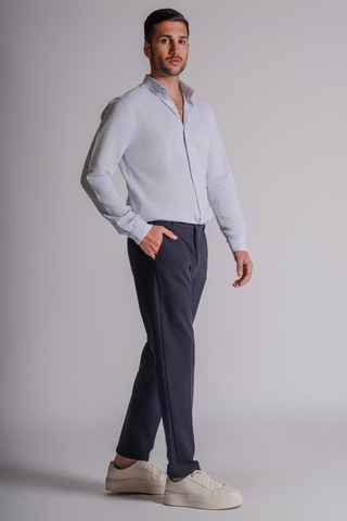 Braccas Erkek Yandan Cepli Beli Ribanalı Slim Fit Chino Pantolon Lacivert Lacivert