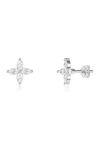 İndigo Takı Gülce Tohum Beyaz Gümüş Küpe