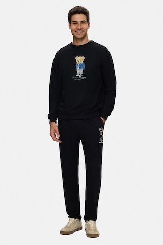UCLA Rocky Siyah Bisiklet Yaka Pamuklu Baskılı Loose Fit Erkek Sweatshirt