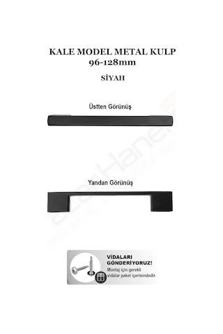 Kale Model Metal Lüks Mobilya Kulpu - Siyah Çift Delik Ölçülü Çekmece Dolap Kulpu Seçilen Ölçüden En Az 2 Adet Gönderilir Siyah 96/128mm