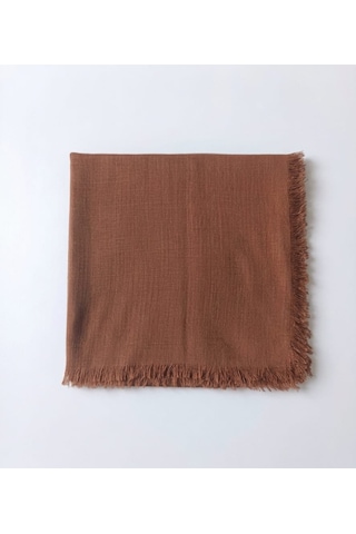 Özense Çift Flamlı Pamuklu Terletmeyen 4 Mevsim Kullanılabilir 100x100 Cm Eşarp Kahverengi