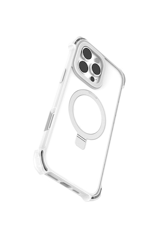 Apple Uyumlu iPhone 16 Pro Max Kılıf Magsafe Şarj Özellikli Raptic Dual Serisi Şeffaf Standlı Kapak Şeffaf