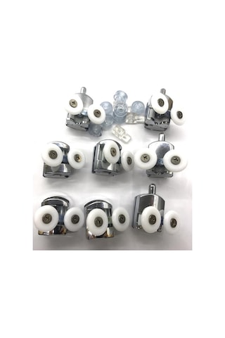 Cam Duşakabin Fitilleri Ve Duşakabin Tekerleği Seti Şeffaf - Gri