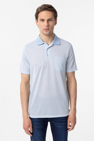 Süvari Mavi Regular Armürlü Polo Yaka Tişört-37354 Mavi