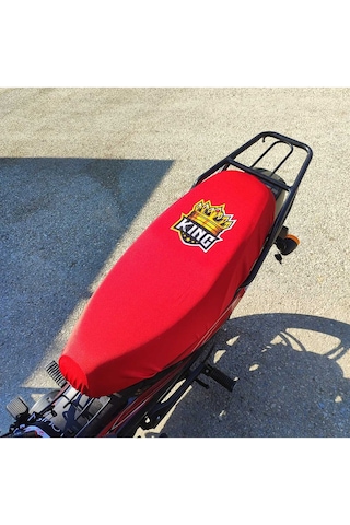 King Kırmızı Desenli Penye Motosiklet Kılıfı -motor