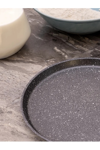 Agness Crepe Tavası "black Marble" 22 Cm Yapışmaz 321030748 Gri