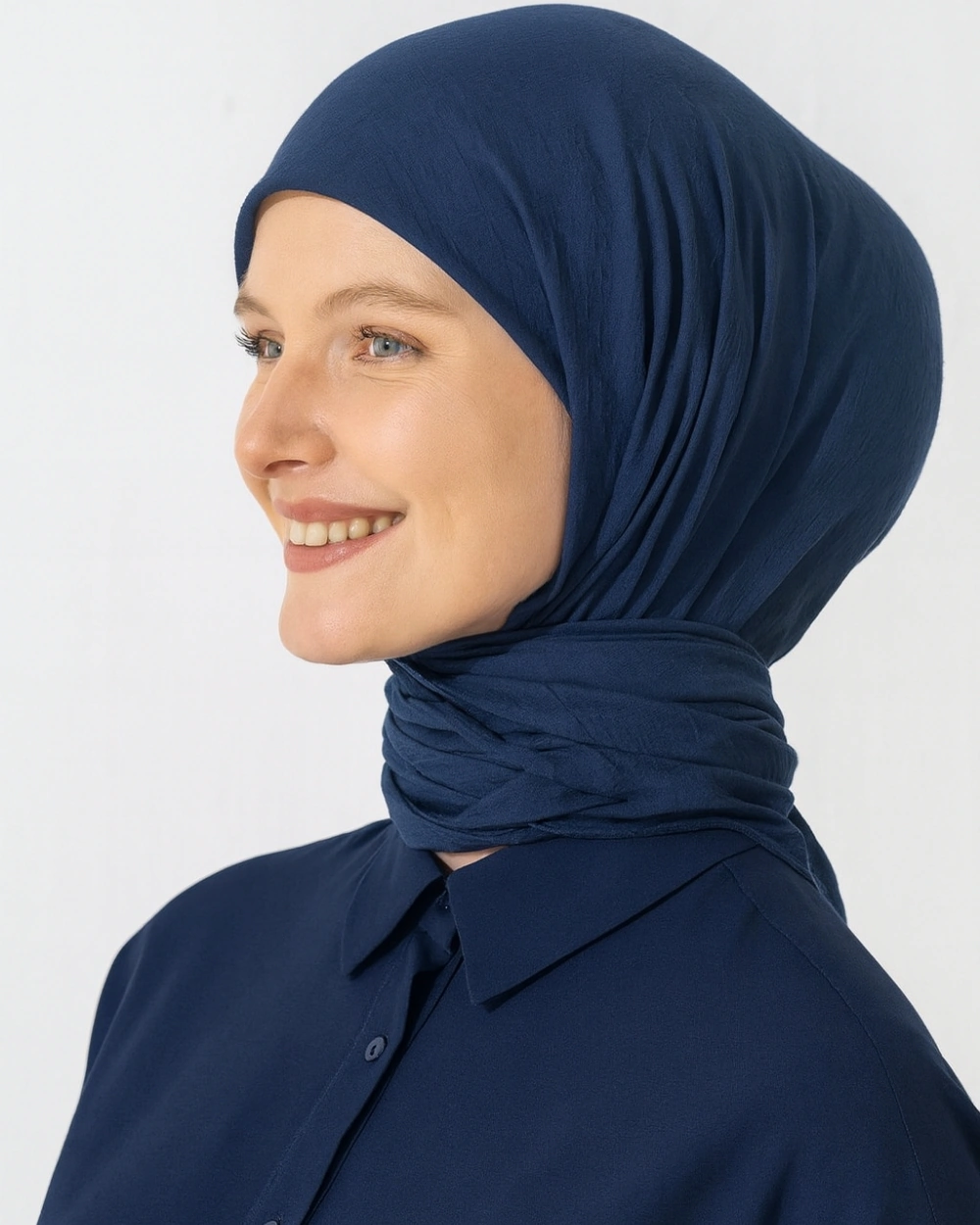 Konfor Eşarp 195x85 Cm 4 Mevsim Kullanım Terletmez, Kaymaz, Pamuk Polyester Karışımlı Rahat Eşarp Indigo