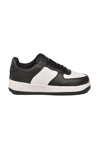 Cool Siyah-beyaz Bağcıklı Kalın Tabanlı Unisex Yürüyüş Ve Spor Ayakkabı Sneaker Pekin Kısa Siyah - Beyaz