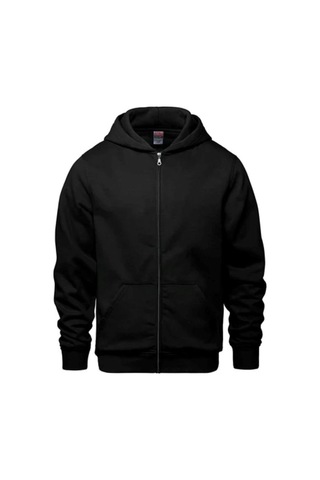 Mellorenzo 3 İplik Şardonlu Fermuarlı Kapüşonlu Sweatshirt Siyah Siyah
