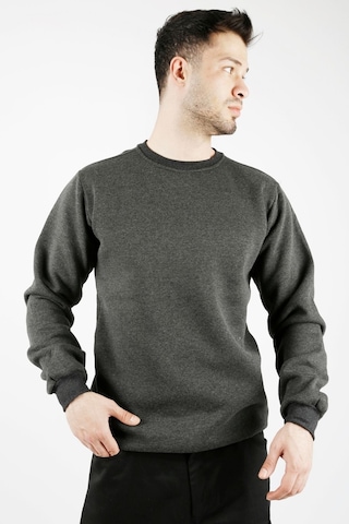 Uniprom Sıfır Yaka Sweatshirt Kalın Kumaş İçi Şardonlu Antrasit Erkek Antrasit