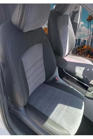 Hyundai Kona-özel Dikim- K.gri Taytüyü - Siyah Deri