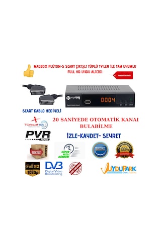 Magbox Plüton S Tüplü Tv Uyumlu Full Hd Uydu Alıcısı + Scart Kablo