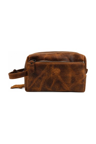 Alphaclub Bag Erkek Hakiki Deri Koyu Taba Fermuarlı El Ve Clutch Çanta Model 897