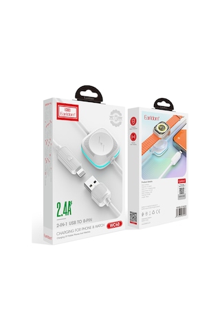 Usb To Lightning Ve 2.5w Kablosuz Saat Şarj Çıkışlı 2in1 Hızlı Şarj Kablosu Watch Şarj