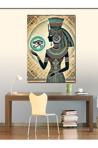 Kanvas Tablo Mısır Tanrıçası Ve Göz Simgesi 70cmx100cm