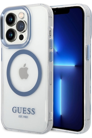 Apple Uyumlu iPhone 14 Pro Max Kılıf Guess Magsafe Şarj Özellikli Metal Kamera Çerçeveli Kapak
