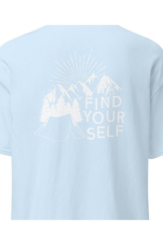 Wildstyle Find Yourself Kendini Keşfet Dağ Kamp Doğa Baskılı Unisex Pamuklu Tişört Bebek Mavisi