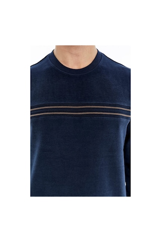 AR-MA Arma Erkek Regular Fit Selanik Kumaş Çizgi Baskılı Bisiklet Yaka Kazak %65 Pamuk %35 Polyester K30124697702 Indigo