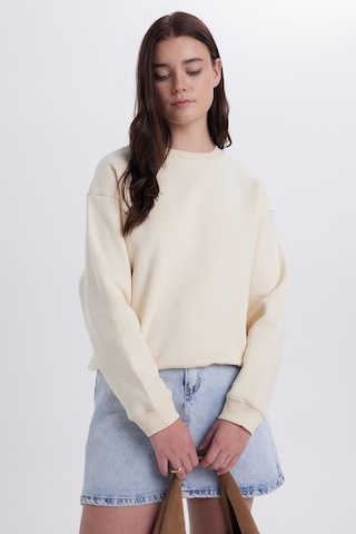 Tudors Kadın Oversize Geniş Kesim Pamuklu Bisiklet Yaka Taş Sweatshirt-39931 Taş