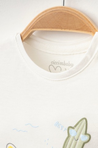 %100 Pamuklu Best Beach Team T-shirt Ekru