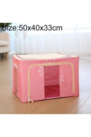 Sones Katlanabilir Saklama Kutusu Fermuarlı Dokumasız Kumaş Nem Geçirmez Giysi Saklama Kutusu, Boyut: 66l 50x40x33cm Pembe Ayçiçeği Pembe
