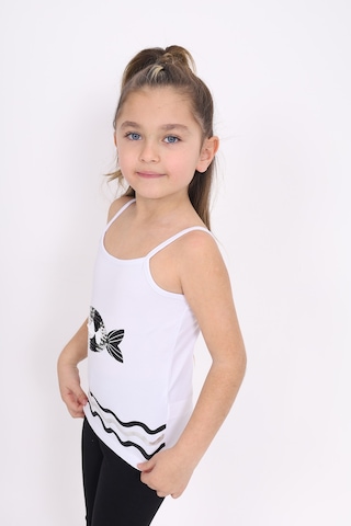 Toontoy Kids Toontoy Kız Çocuk Pul İşlemeli Balık Nakış Askılı Atlet Beyaz