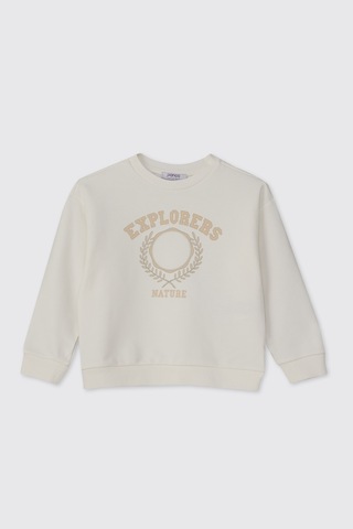 Panço Erkek Bebek Baskılı Ekru Sweatshirt Krem