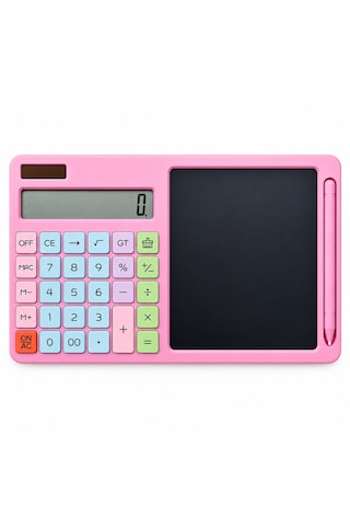 2ın1 Pilli Hesap Makinesi - Dijital Çizim Yazı Tablet Tahta Krd-8120 Çok Renkli