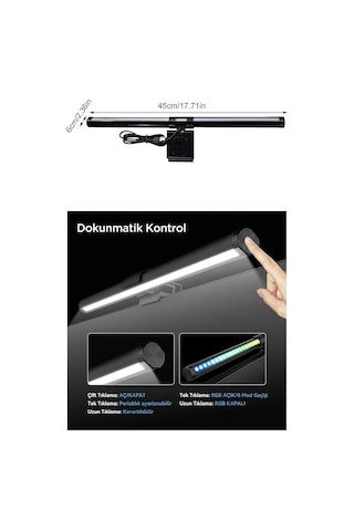 Neo Vista Dokunmatik Monitör Üstü Led Aydınlatma Rgb Ambiyans & 3 Renk Işık Ayarlanabilir Diğer