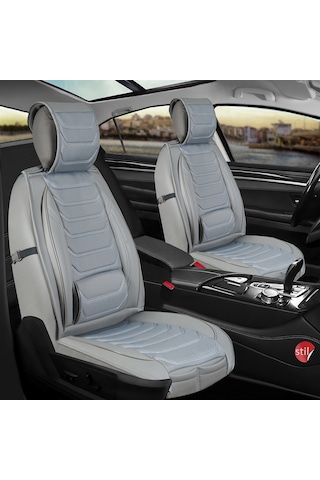 Fiat Linea Uyumlu Lüx Deri Oto Koltuk Kılıfı Ön/arka Set Gri Fresh