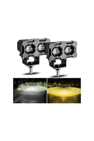 Robot Sis Farı Çift Renk Sarı-beyaz Araç Motosiklet Led Lamba Çift Gözlü 50w Metal 2 Adet