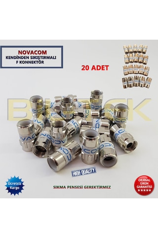 Novacom Rg6 Kendinden Sıkmalı F Konnektor - 20 Adet