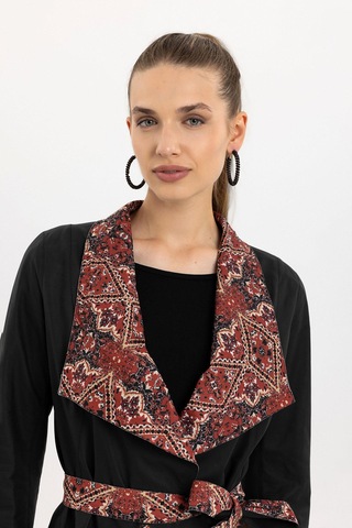 Golia Siyah Çift Taraflı Kadın Hakiki Deri Kaban-siyah Siyah