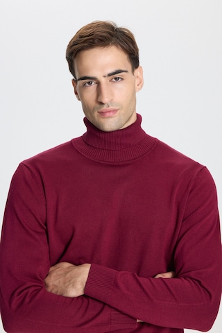 AC&Co / Altınyıldız Classics Erkek Bordo Standart Fit Normal Kesim Tam Balıkçı Yaka Triko Kazak Bordo