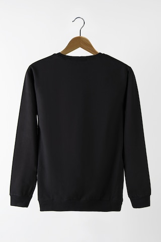Terapi Men Erkek Siyah Bisiklet Yaka Basic Düz Sweatshirt Siyah