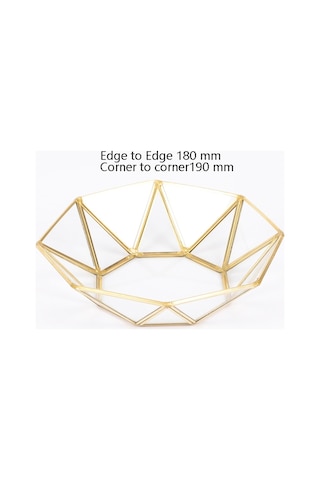 Sones Cam Depolama Tepsisi Altın Retro Poligon Aynalı Tepsi Pirinç Masaüstü Kozmetik Depolama Tepsisi Sekizgen Tabak