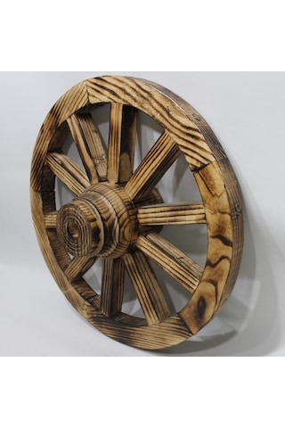 Otantik Ahşap At Arabası Tekeri 50 Cm.(Ahşap Yakma) Diğer