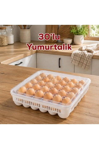 Vc-724 Peggy 30 Bölmeli Kapaklı Yumurta Kutusu Yumurtalık Buzdolabı Organizeri Saklama Kabı Çok Renkli
