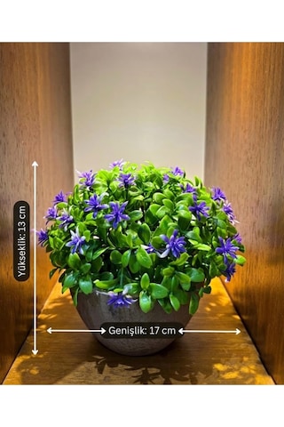 Safir Moru Detaylı Modern Yapay Bitki Tasarımı 13 Cm X 17 Cm Mor